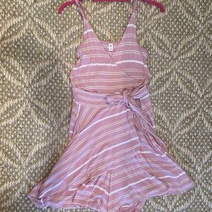 BP Pink Wrapped Striped Romper